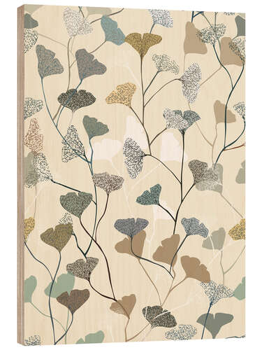 Obraz na drewnie Botanical ginkgo leaf in soft earth tones
