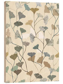 Obraz na drewnie Botanical ginkgo leaf in soft earth tones - Annick