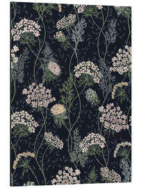 Aluminium print Queen Anne's lace nocturnal blue - Annick