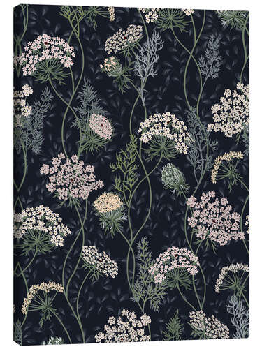 Canvas print Queen Anne's lace nocturnal blue