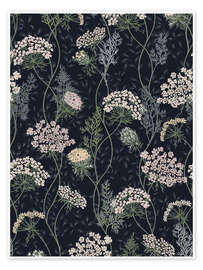Stampa Queen Anne's lace nocturnal blue - Annick