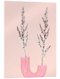 Acrylglasbild Stillleben mit Gräsern in einer pinken Vase - Annick