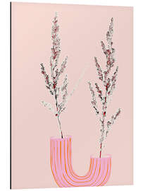 Alubild Stillleben mit Gräsern in einer pinken Vase - Annick