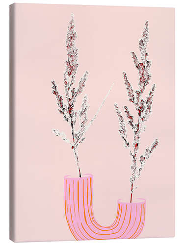 Obraz na płótnie Grasses in a pink vase still life