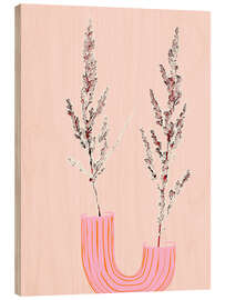 Holzbild Stillleben mit Gräsern in einer pinken Vase - Annick