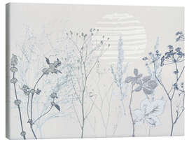 Stampa su tela Meadow with grasses and wild herbs in soft shades of blue - Annick