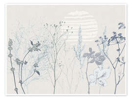 Stampa Meadow with grasses and wild herbs in soft shades of blue - Annick