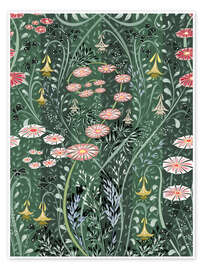Stampa Dark green pattern of wild meadow flowers - Annick