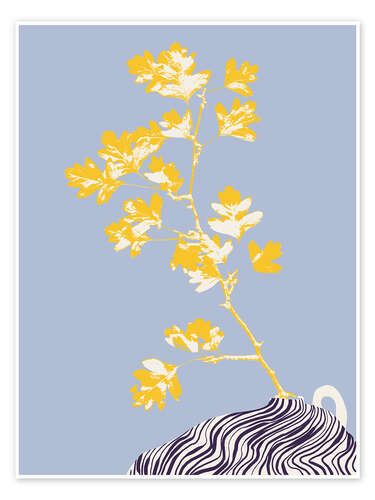 Poster Still life with yellow hawthorn branch