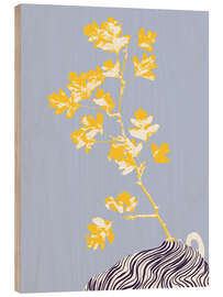 Holzbild Stillleben mit gelbem Weißdornzweig - Annick
