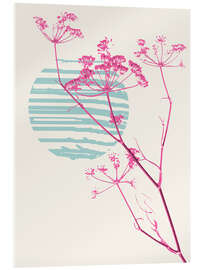 Quadro em acrílico Pink fennel branch in front of a minimalist sunset - Annick