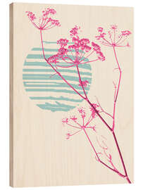 Holzbild Pinker Fenchelzweig vor minimalistischem Sonnenuntergang - Annick