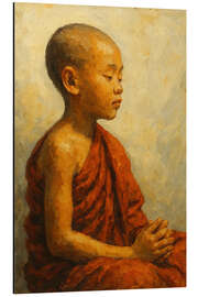 Print på aluminium A young monk in deep meditation - Natalie Bruns