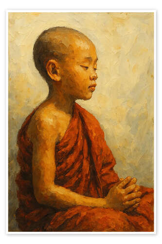 Poster A young monk in deep meditation