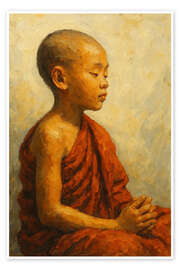 Wall print A young monk in deep meditation - Natalie Bruns