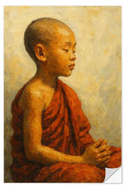 Wandsticker Ein junger Mönch in tiefer Meditation