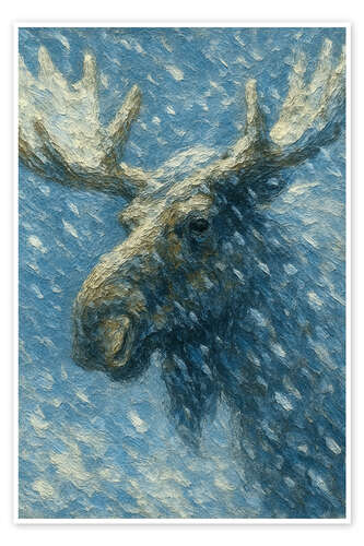 Poster Moose in the blizzard