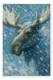 Wall print Moose in the blizzard - Natalie Bruns