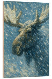 Wood print Moose in the blizzard - Natalie Bruns
