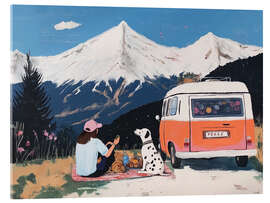 Akrylbilde Mountain Adventure on Retro Camper - Anastasia Mamoshina