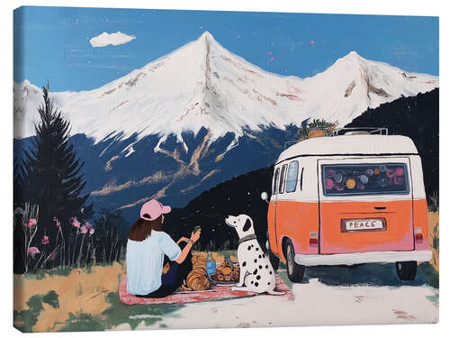 Canvas print Mountain Adventure on Retro Camper