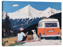 Canvas print Mountain Adventure on Retro Camper - Anastasia Mamoshina