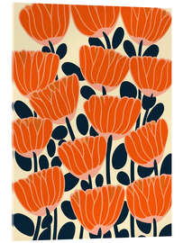 Akrylbillede Poppy pattern in mid-century style - Frank Daske