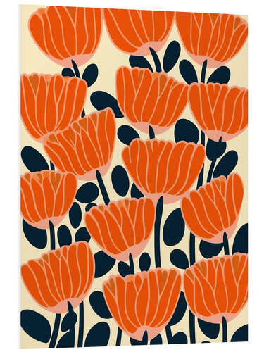 Foam board print Poppy pattern in mid-century style