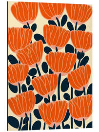 Magnettafel Mohnblumen-Muster im Mid-Century Stil