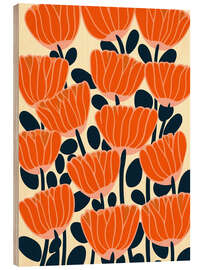 Quadro de madeira Poppy pattern in mid-century style - Frank Daske