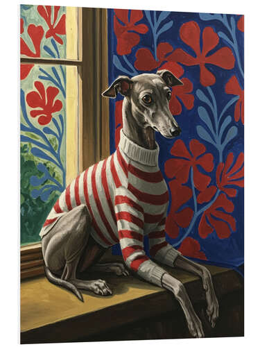 Quadro em PVC Cute greyhound with sweater