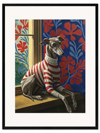 Impression artistique encadrée Cute greyhound with sweater