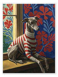 Wall print Cute greyhound with sweater - Felipe Hora
