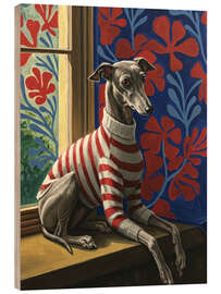 Stampa su legno Cute greyhound with sweater