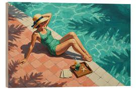 Wood print Poolside Reverie - Felipe Hora