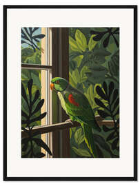 Gerahmter Kunstdruck Papagei beim Sonnenaufgang