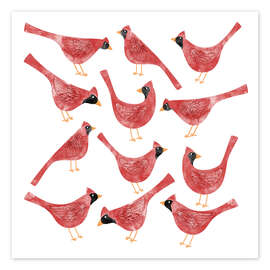 Wall print Red Cardinal Birds - Nic Squirrell