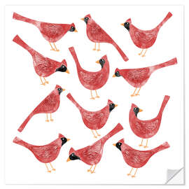 Wandsticker Rotkardinal-Vögel - Nic Squirrell
