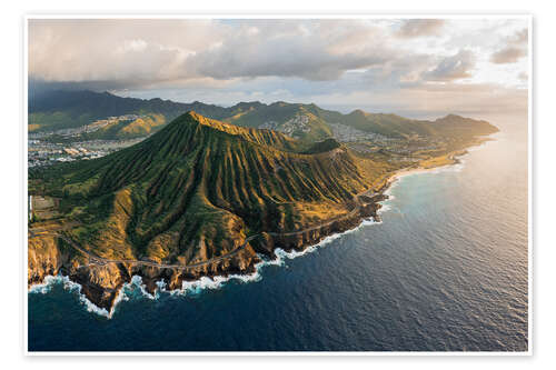 Poster Aerial view of Oahu island coast, Hawaii