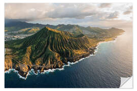 Wandsticker Luftaufnahme der Küste der Insel Oahu, Hawaii