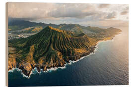 Wood print Aerial view of Oahu island coast, Hawaii - Matteo Colombo