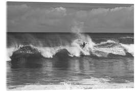 Tableau en verre acrylique Surfer in the ocean riding a wave, Hawaii - Matteo Colombo
