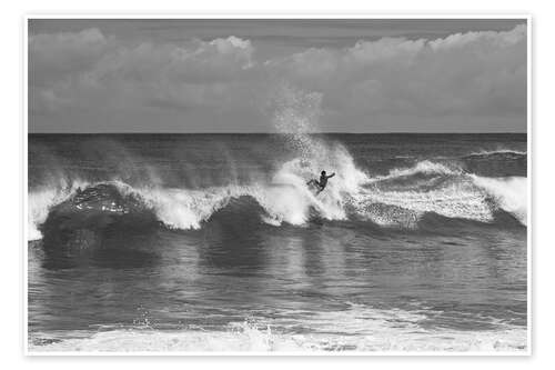 Poster Surfer in the ocean riding a wave, Hawaii