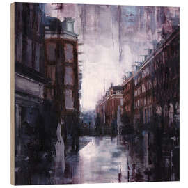 Holzbild Verregnete Damm in De Pijp, Amsterdam - Eduard Warkentin