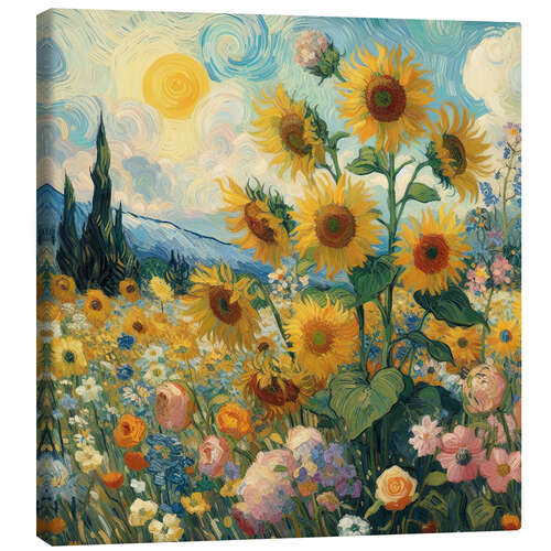Stampa su tela Sunflowers: A Tribute to Vincent Van Gogh