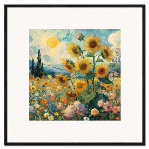 Impresión de arte enmarcada Sunflowers: A Tribute to Vincent Van Gogh