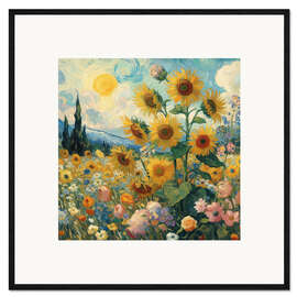 Impresión de arte enmarcada Sunflowers: A Tribute to Vincent Van Gogh - nobelart