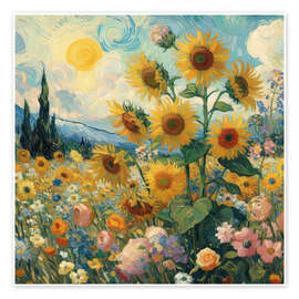 Wall print Sunflowers: A Tribute to Vincent Van Gogh - nobelart