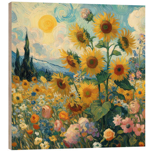 Puutaulu Sunflowers: A Tribute to Vincent Van Gogh