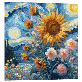 Acrylic print Sunflowers under a blue sky - nobelart